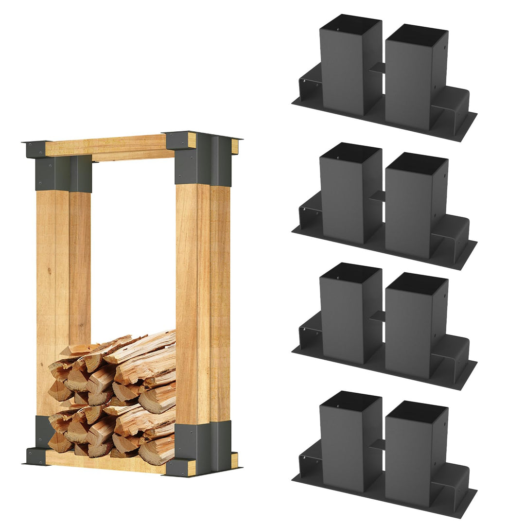 NAIZY Holzstapelhilfe Stabile Stapelhilfe für Brennholz 4er Set Holzstapelhalter für Kaminholz Kamin