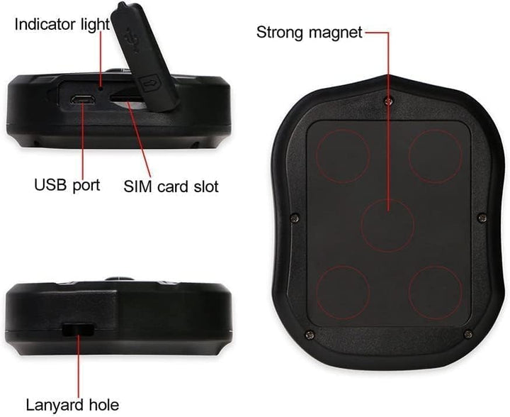 Winnes GPS Tracker Auto ohne ABO, Magnetischer GPS Tracker mit 5000 mAh Akku, bis zu 90 Tage Standby