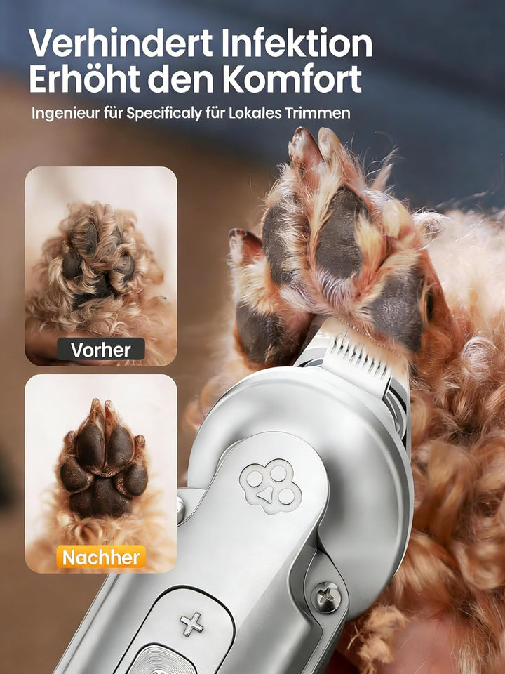 oneisall 4 in 1 Leise Schermaschine Hund Katze, 3-Gang Pfotentrimmer für Hunde bis zu 7000RPM, IPX7