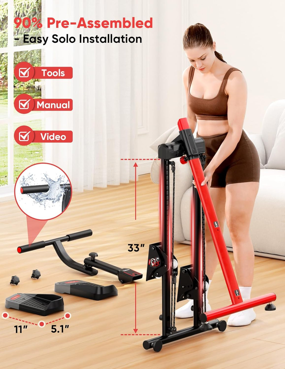 YOLEO Stair Stepper für Zuhause, Klappbarer Stepper mit 3 Trainingsmodi, Compact Folding Cardio Übun
