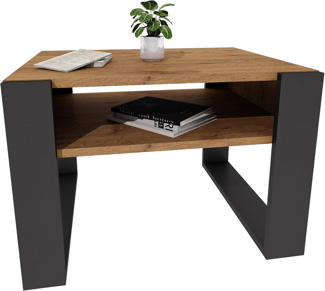Couchtisch 65×53.6 cm – Wohnzimmertisch aus Holzwerkstoff, Stabiler & moderner Kaffeetisch mit zusät