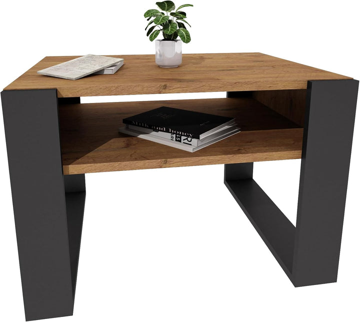 Couchtisch 65×53.6 cm – Wohnzimmertisch aus Holzwerkstoff, Stabiler & moderner Kaffeetisch mit zusät