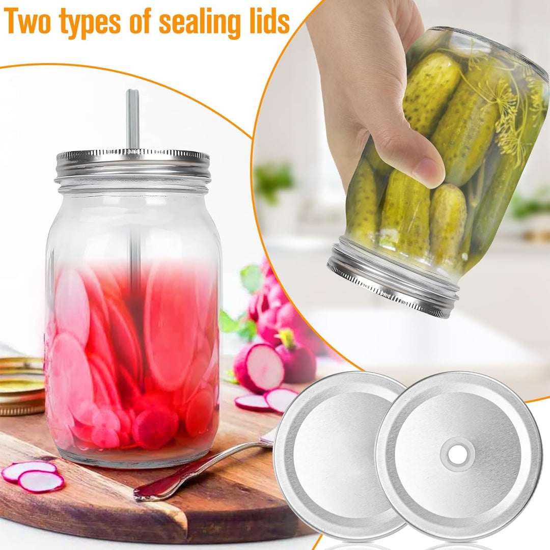 2 Fermentier Set Fermentiergläser 1L mit Fermentiergewichte und Schraubdeckel Gärglas Mason Jars 1 L
