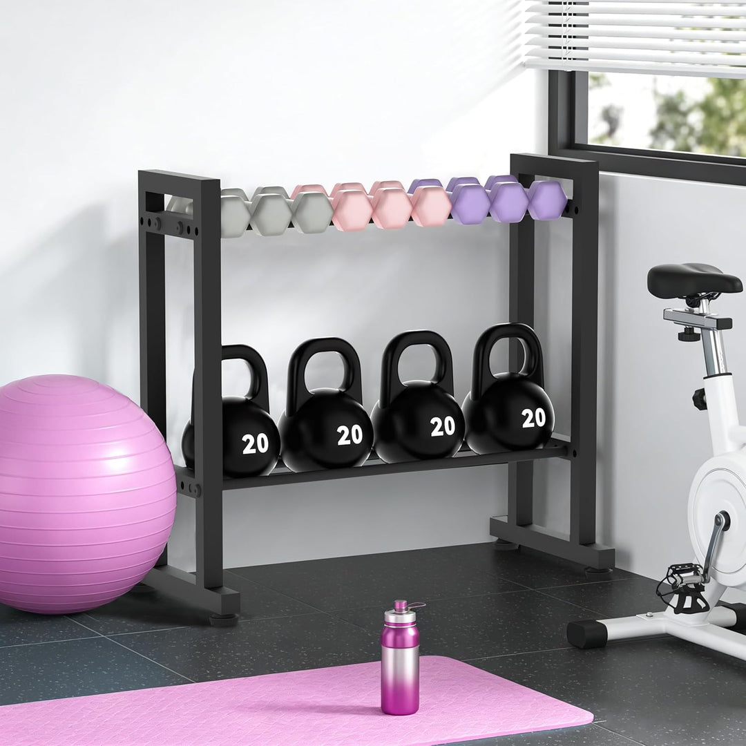 Verstellbarer 2-stufiger Hantelständer, 120kg Tragfähigkeit, Kompakter Heimfitness-Organizer für Han