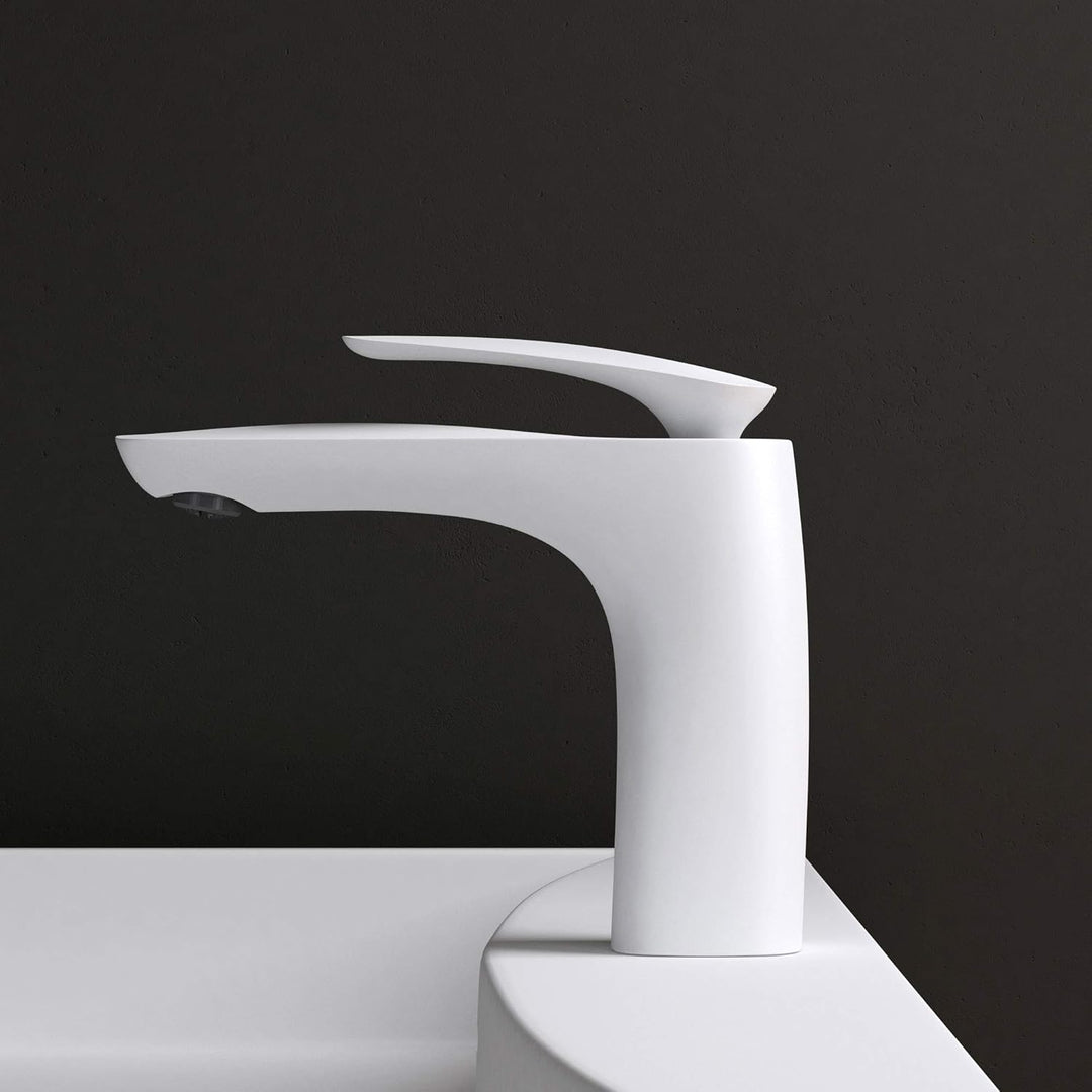 Mai &amp; Mai Armatur Wasserhahn Bad Weiss WAM-7201 | Waschbeckenarmatur 16.5cm hoch | Badinstallationen