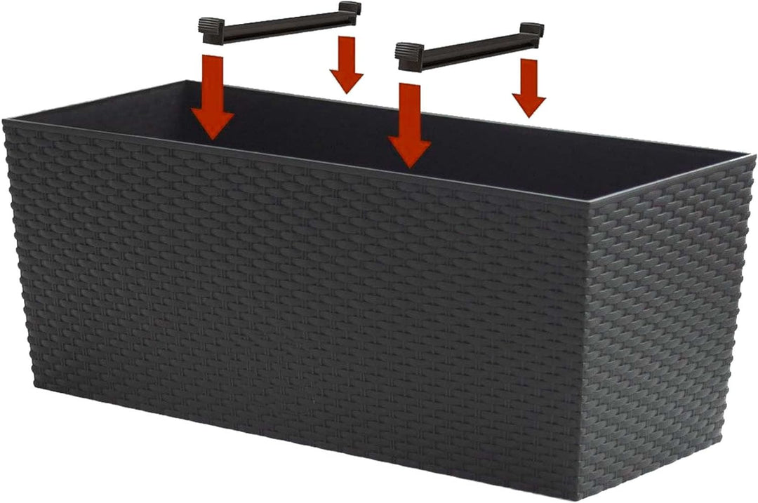 Kunststoff Blumenkasten Rato Case L 60 cm anthrazit mit Wasserspeicher + Überlauf