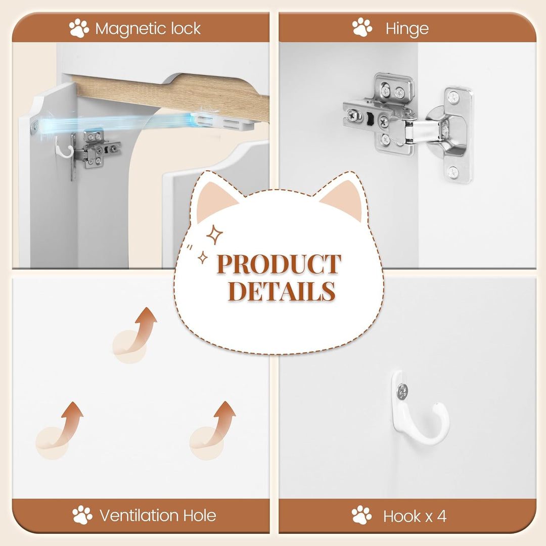 Katzenklo Schrank, Katzenschrank für 2 Katzen, Katzentoilette mit Tür, für Katzen, Doppeltür, Beiste