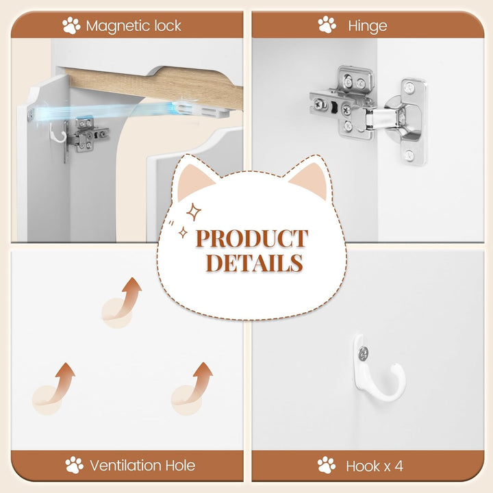 Katzenklo Schrank, Katzenschrank für 2 Katzen, Katzentoilette mit Tür, für Katzen, Doppeltür, Beiste