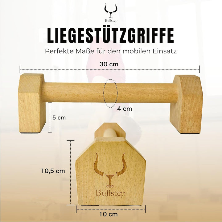 Liegestützgriffe Holz | Parallettes Calisthenics Equipment | Handstand Canes für Fitness, Gym, Cross