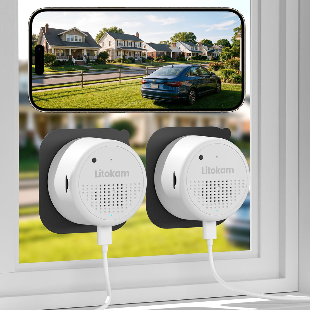 litokam Fensterkamera 2,4 GHz & 5 GHz Dual-Band, 3MP 2K Überwachungskamera Innen mit KI-Farbnachtsic