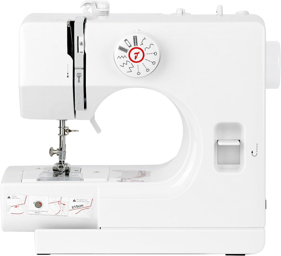 QWORK® Nähmaschine für Anfänger - 12 Stiche - Doppelte Geschwindigkeit - Freiarm zum Nähen von Ärmel