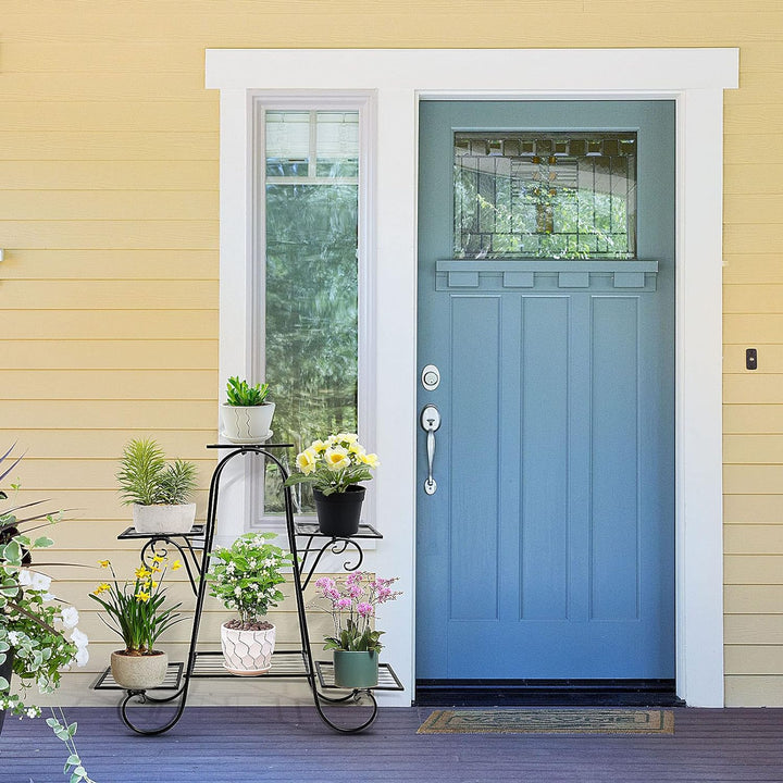 Queiting Metall Blumenständer Blumentreppe mit 6 Ebenen Retro Pflanzentreppe für Innen und Aussen Ga