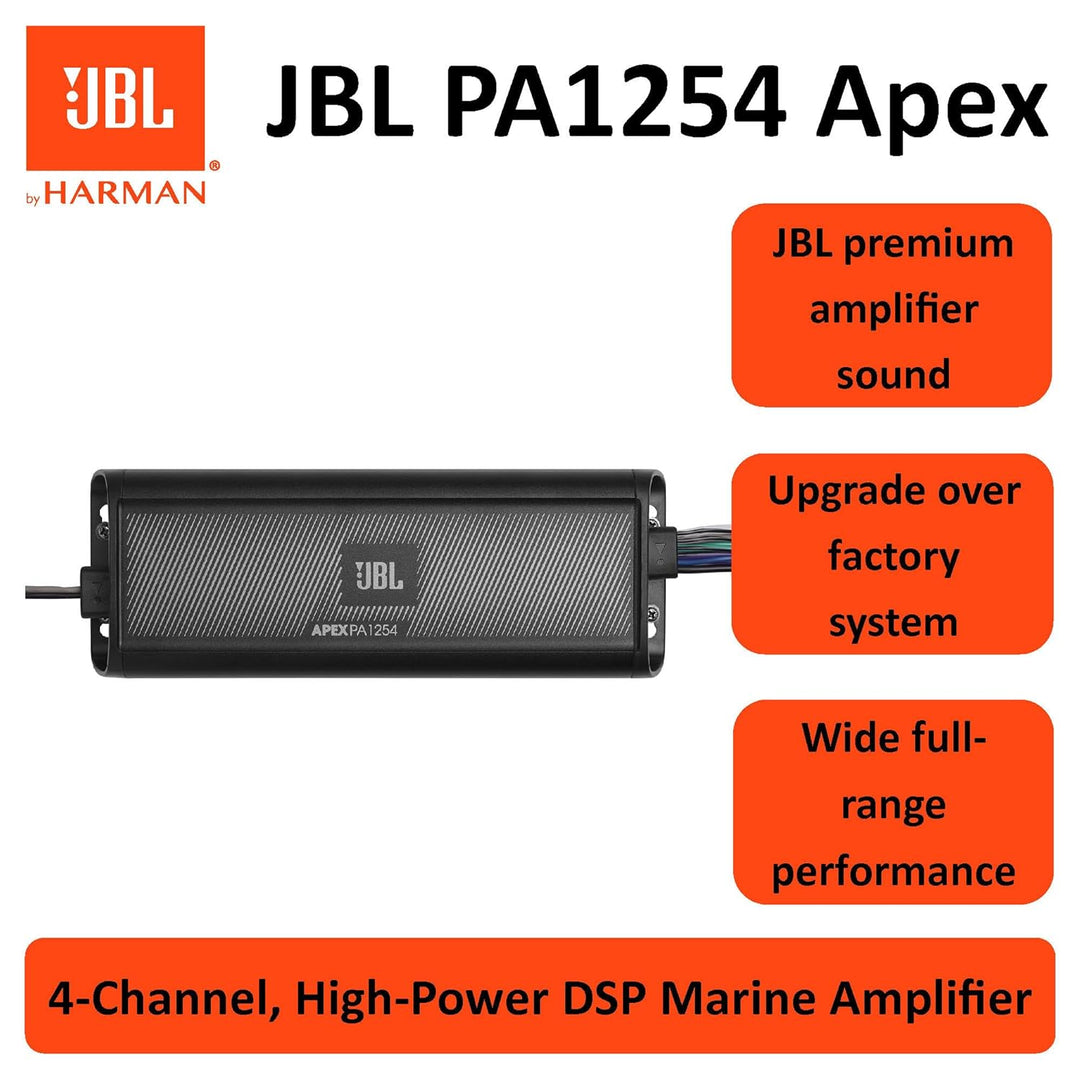 JBL APEX PA1254-4 Kanal Verstärker 1250 Watt - Ultrakompakter und Leistungsstarker Auto & Boot Mini
