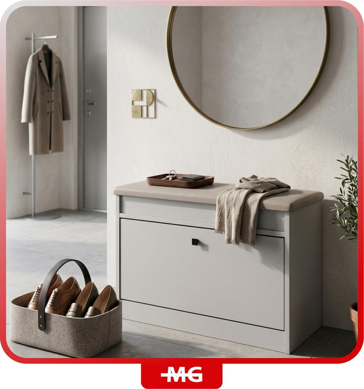Schuhschrank 55x64x28 cm mit öffnenden Sitz - Praktische Schuhkipper mit Klappe für Optimale Schuhau