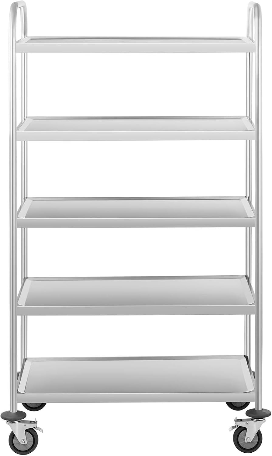 Royal Catering RCSW-5.1 Servierwagen Küchenwagen (5 Etagen, bis 150 kg, Tablettabstand 27 cm, Rammsc