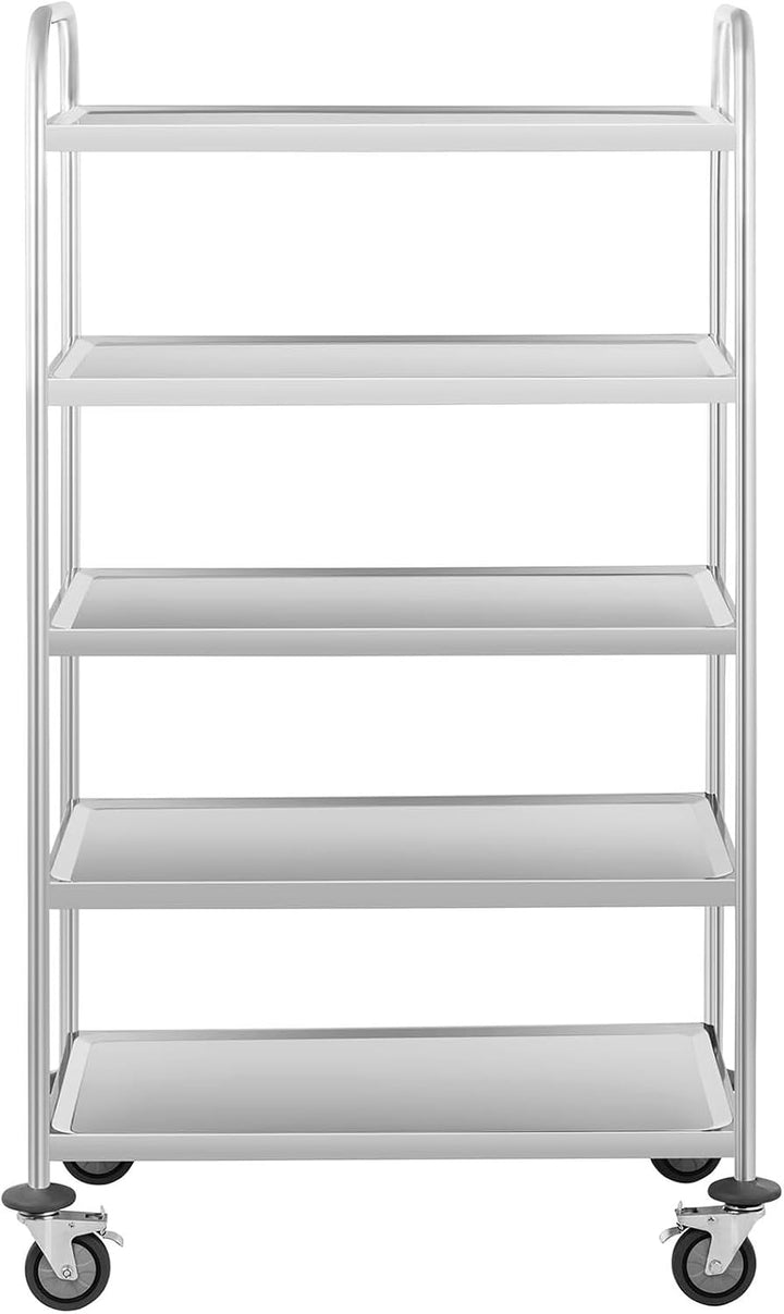 Royal Catering RCSW-5.1 Servierwagen Küchenwagen (5 Etagen, bis 150 kg, Tablettabstand 27 cm, Rammsc