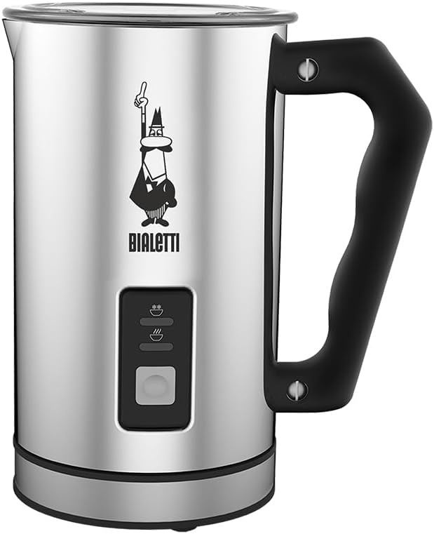 Bialetti 0004430 Montalatte Elettrico, Fassungsvermögen 240 ml, 500 W, 1 Tasse Rostfreier Stahl, Sil
