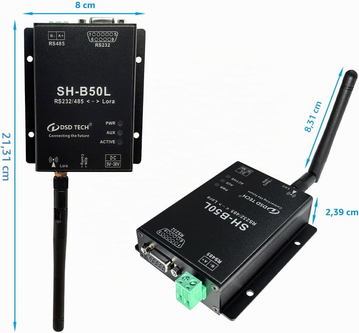 DSD TECH Lora Modul SH-B50L RS485/232 zu Lora Adapter Lorawan Wireless Transceiver