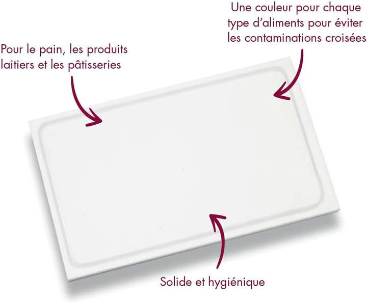 Louis Tellier NPP61 Schneidebrett mit Rigole Weiss 60 x 40 x 2 cm.