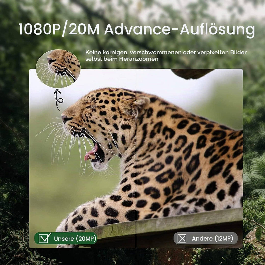Mini Wildkamera 20MP 1080P HD Wildtierkamera 850nm IR LEDs Wildkamera mit Nachtsicht Bewegungsmelder
