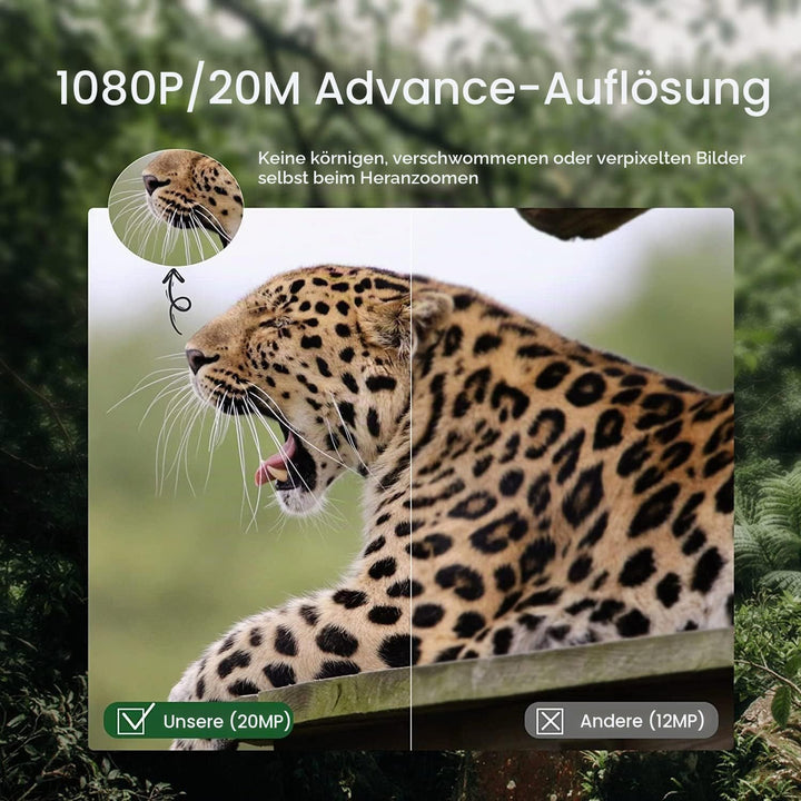 Mini Wildkamera 20MP 1080P HD Wildtierkamera 850nm IR LEDs Wildkamera mit Nachtsicht Bewegungsmelder