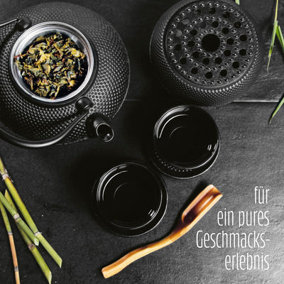 Lumaland Tee Set 8-teilig | 1,4 Liter Gusseiserne Teekanne Tetsubin | Stövchen aus Gusseisen | 2 Tee