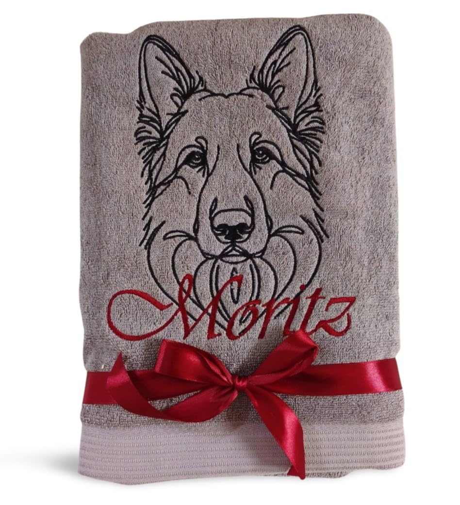 Hundehandtuch Portrait Rasse und Namen Bestickt Geschenk Hundebesitzer Welpenhandtuch Handtuch Hund