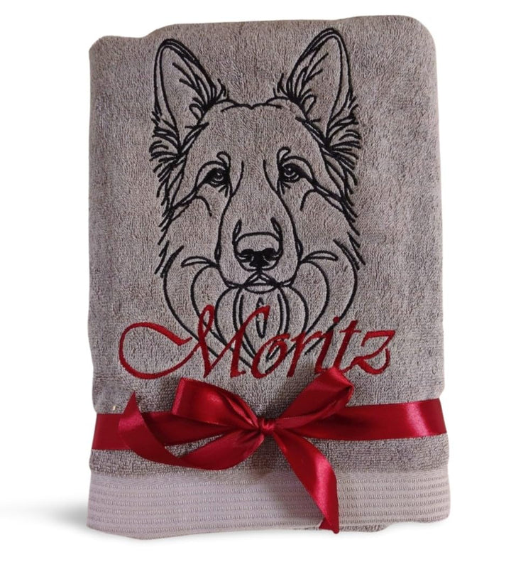 Hundehandtuch Portrait Rasse und Namen Bestickt Geschenk Hundebesitzer Welpenhandtuch Handtuch Hund