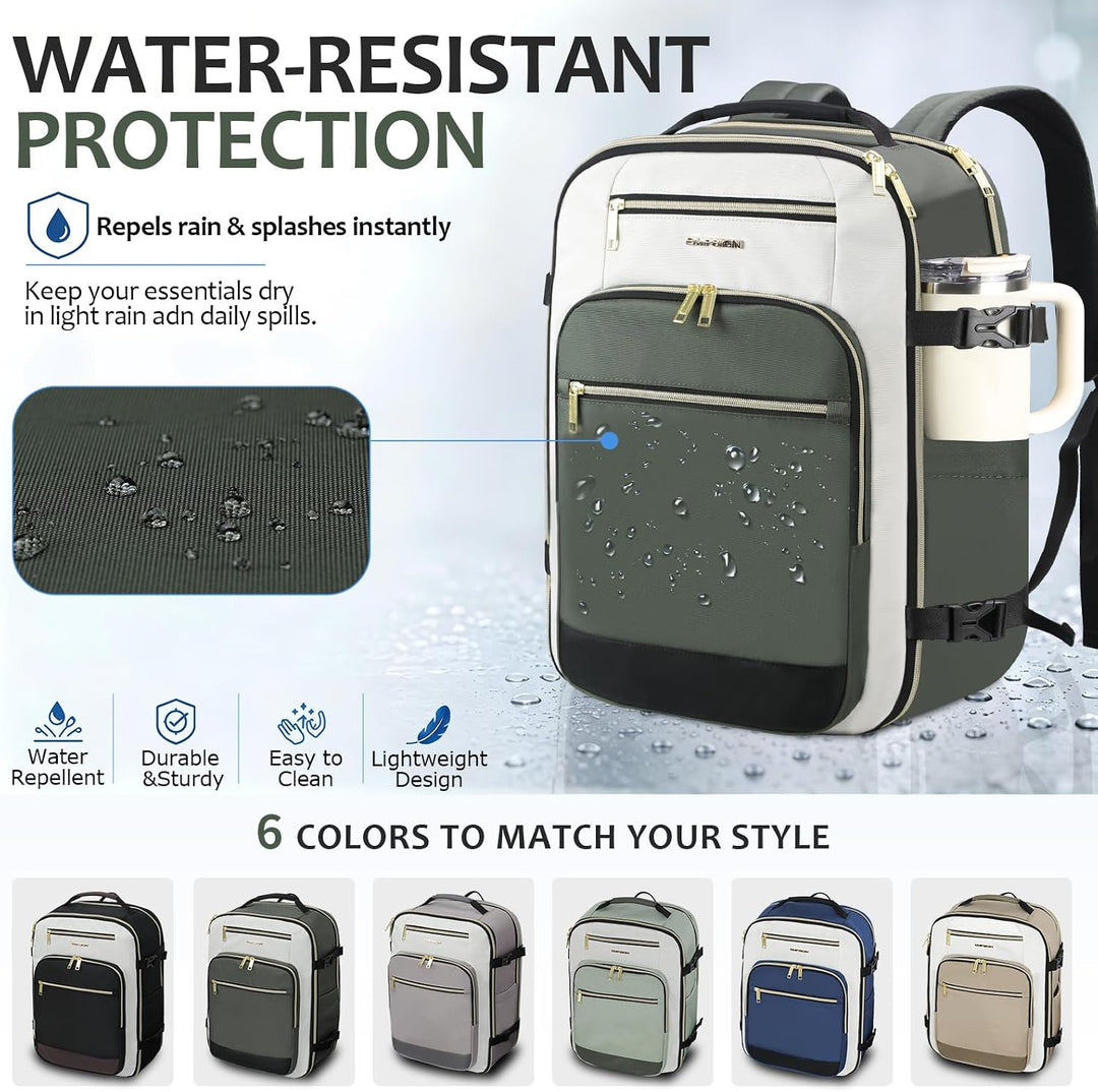 EMPSIGN 40L Reiserucksack Damen, Laptop-Rucksack 17,3 Zoll Handgepäck | Wasserdicht Elegant Rucksack