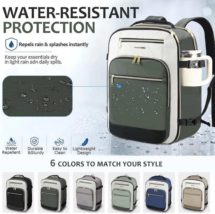 EMPSIGN 40L Reiserucksack Damen, Laptop-Rucksack 17,3 Zoll Handgepäck | Wasserdicht Elegant Rucksack