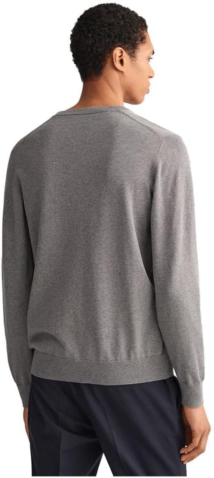 GANT Herren Md. Extrafine Lambswool V-Neck Pullover M Dark Grey Melange, M Dark Grey Melange