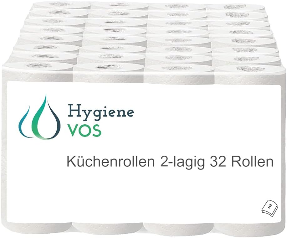 Hygiene VOS 32 Küchenrollen Original saugstarke Wischtücher 2- lagig im riesigen Vorteilspack 8 x 4