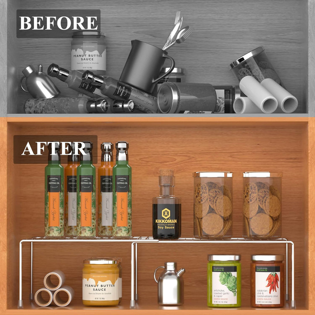 Erweiterbares Küchenschrank-Regal-Organizer, robuster, verstellbarer Theken-Organizer, Metalldraht,