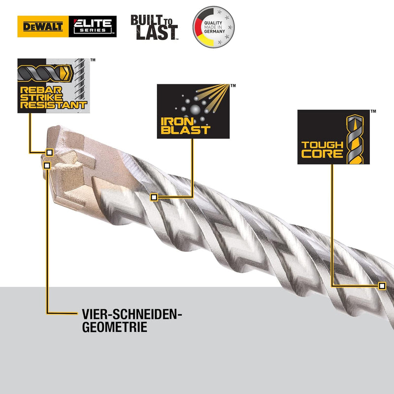 Dewalt SDS-Max Elite Hammerbohrer DT60846 (40x920x800mm, mit Vier-Schneiden-Geometrie, Vollhartmetal