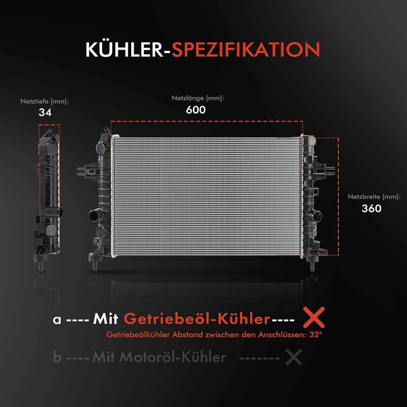 Frankberg Kühler Wasserkühler Motorkühler Schaltgetriebe Kompatibel mit Astra H L48 1.6L 1.8L 2004-2