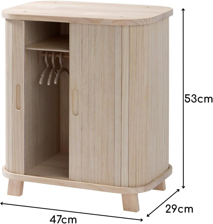 howa Puppenschrank Holz Grace - Puppenmöbel Kleiderschrank für Puppen mit Schiebetür, Kleiderstange,