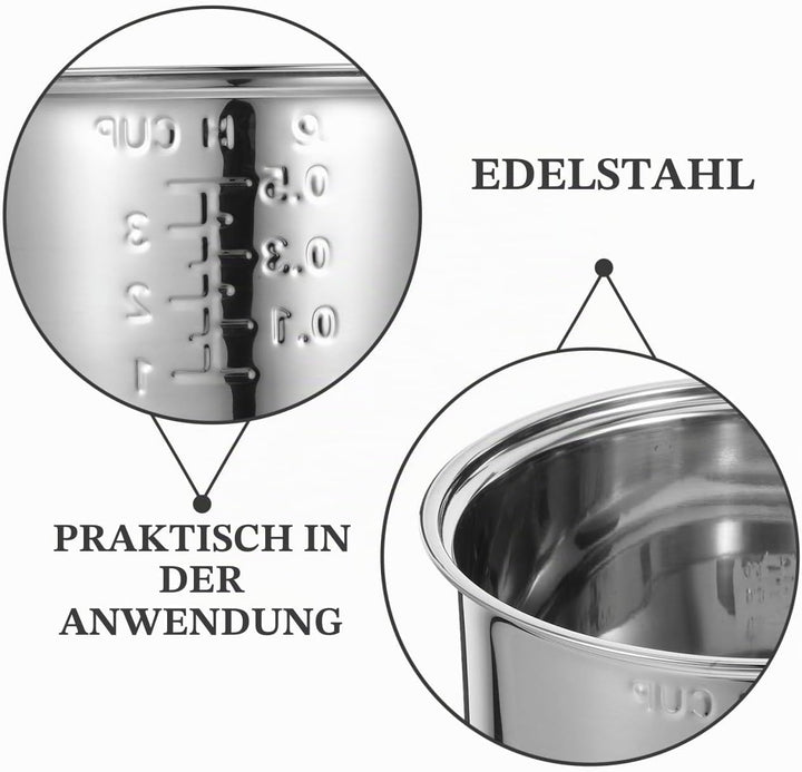 LIFKOME Edelstahl Reiskocher Innentopf 6.5 Zoll Passend Für Haushaltsreiskocher Ersatzteil Zum Koche