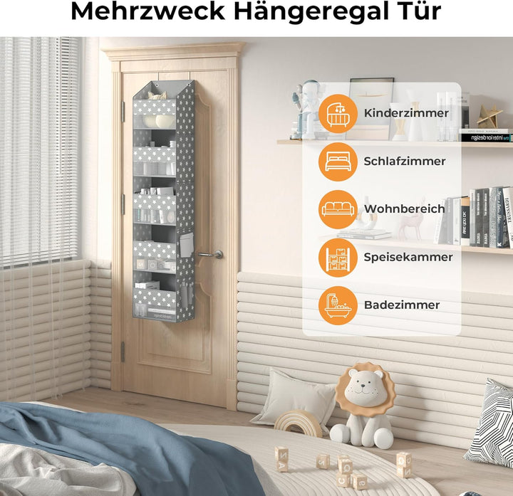 GRANNY SAYS Hängeorganizer Tür mit 5 Fächern, hinter der Tür hängenden Speicherorganisator, grau Tür