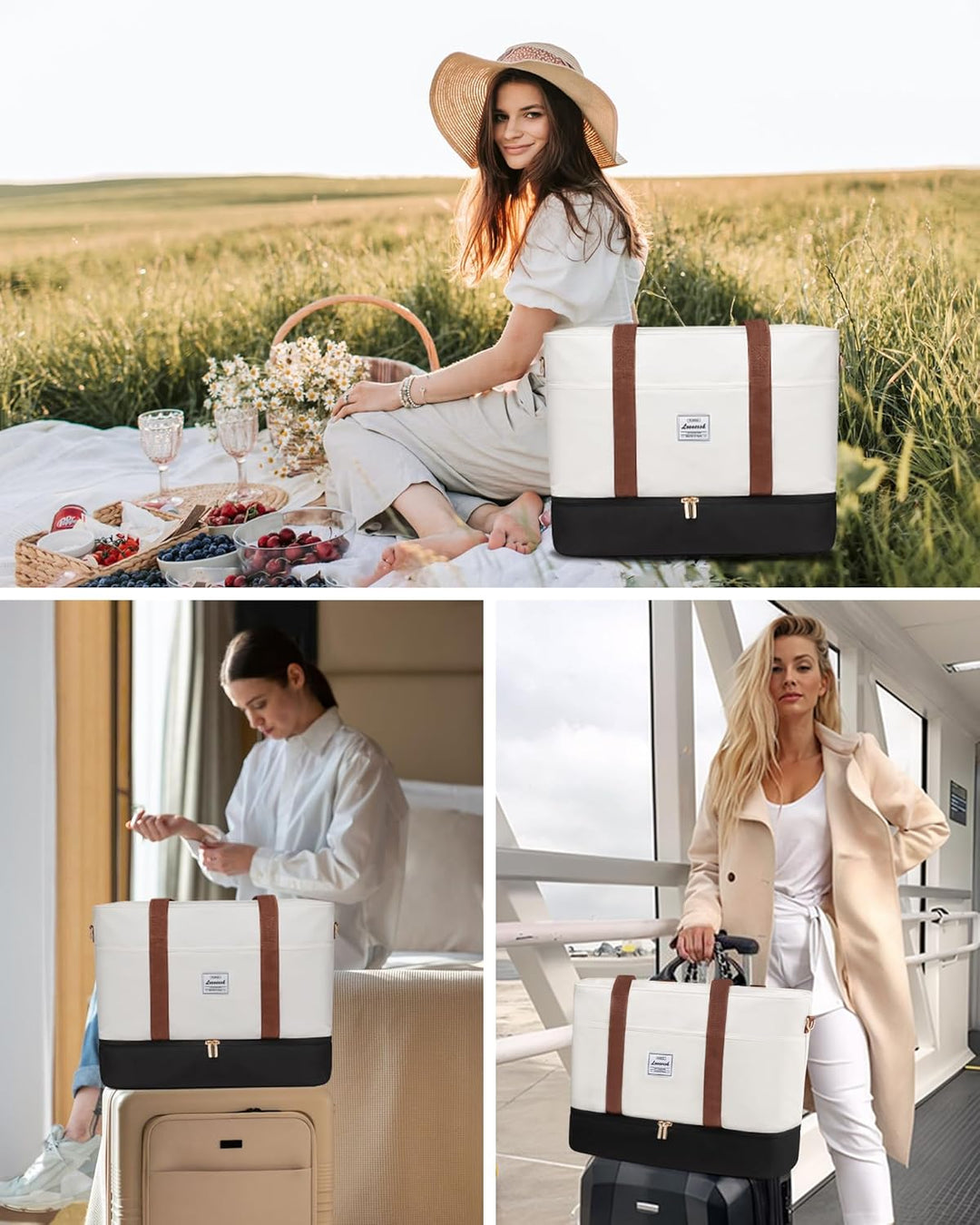 LOVEVOOK Reisetasche Damen, Wasserdicht Weekender Travel Duffel Bag mit Schuhfach, Kliniktasche Gebu
