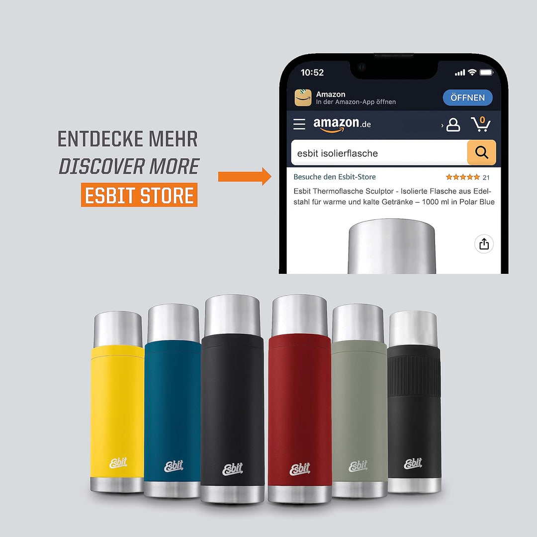Esbit Thermoflasche Sculptor - Isolierte Flasche aus Edelstahl für warme und kalte Getränke – 1000 m