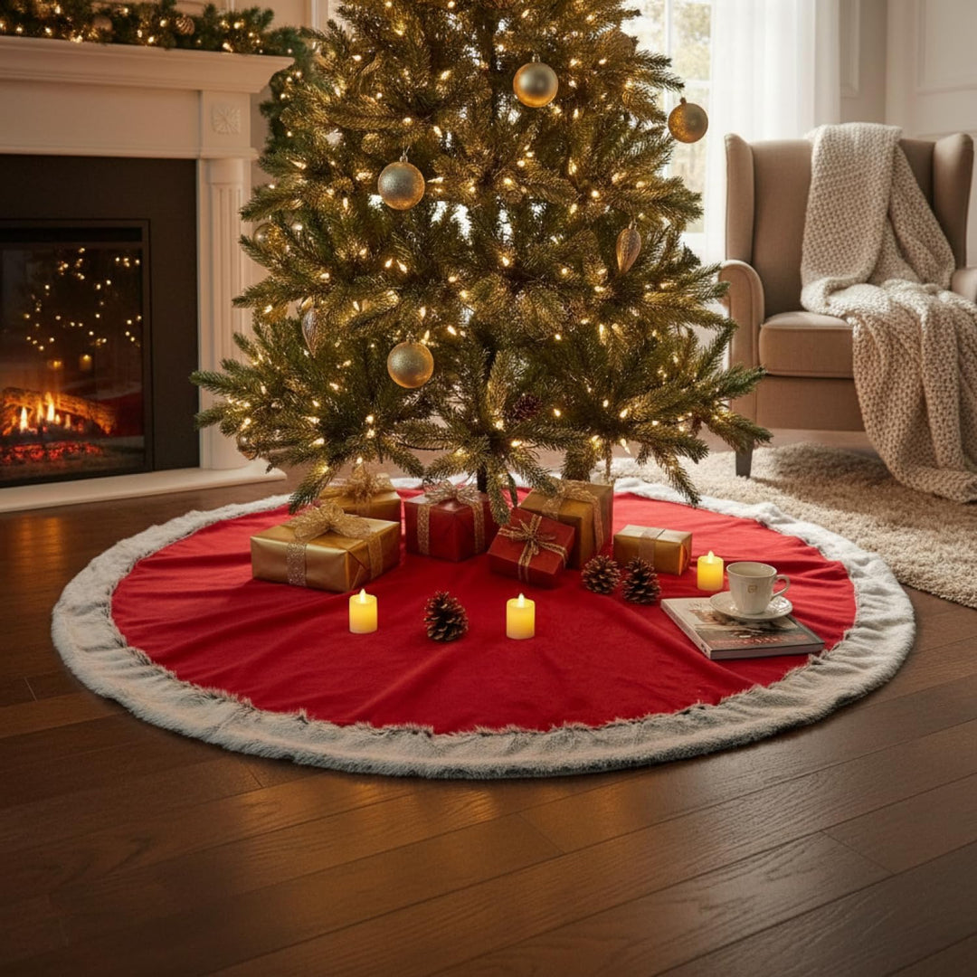 COM-FOUR® Premium Weihnachtsbaumdecke zum Schutz vor Tannennadeln - runde Christbaumdecke für den We