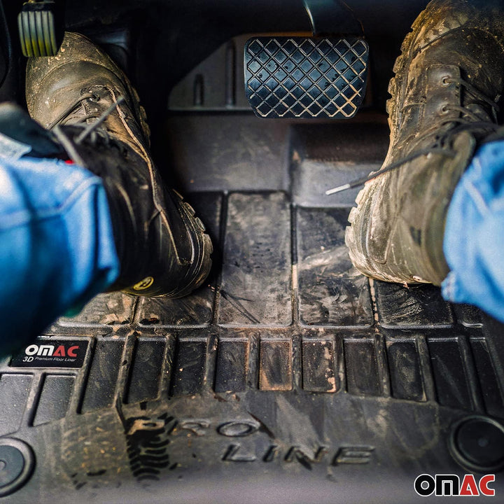 OMAC Gummi Fussmatten kompatibel mit Hyundai Tucson 2015-2020 mit Gurtstraffer Premium TPE Fussmatte
