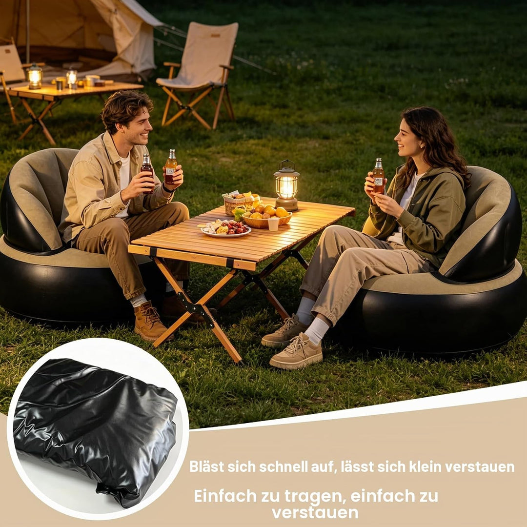 Aufblasbares Sofa Sessel mit Pumpe, Faltbarer Luftsessel für Innen &amp; Aussen, Bequeme Aufblasbare Cou