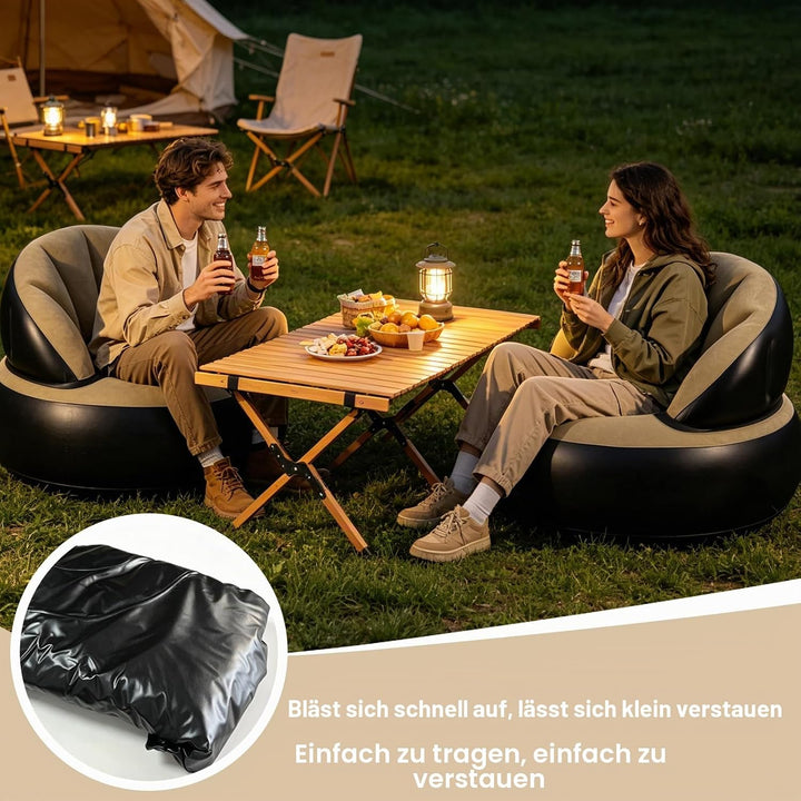 Aufblasbares Sofa Sessel mit Pumpe, Faltbarer Luftsessel für Innen &amp; Aussen, Bequeme Aufblasbare Cou