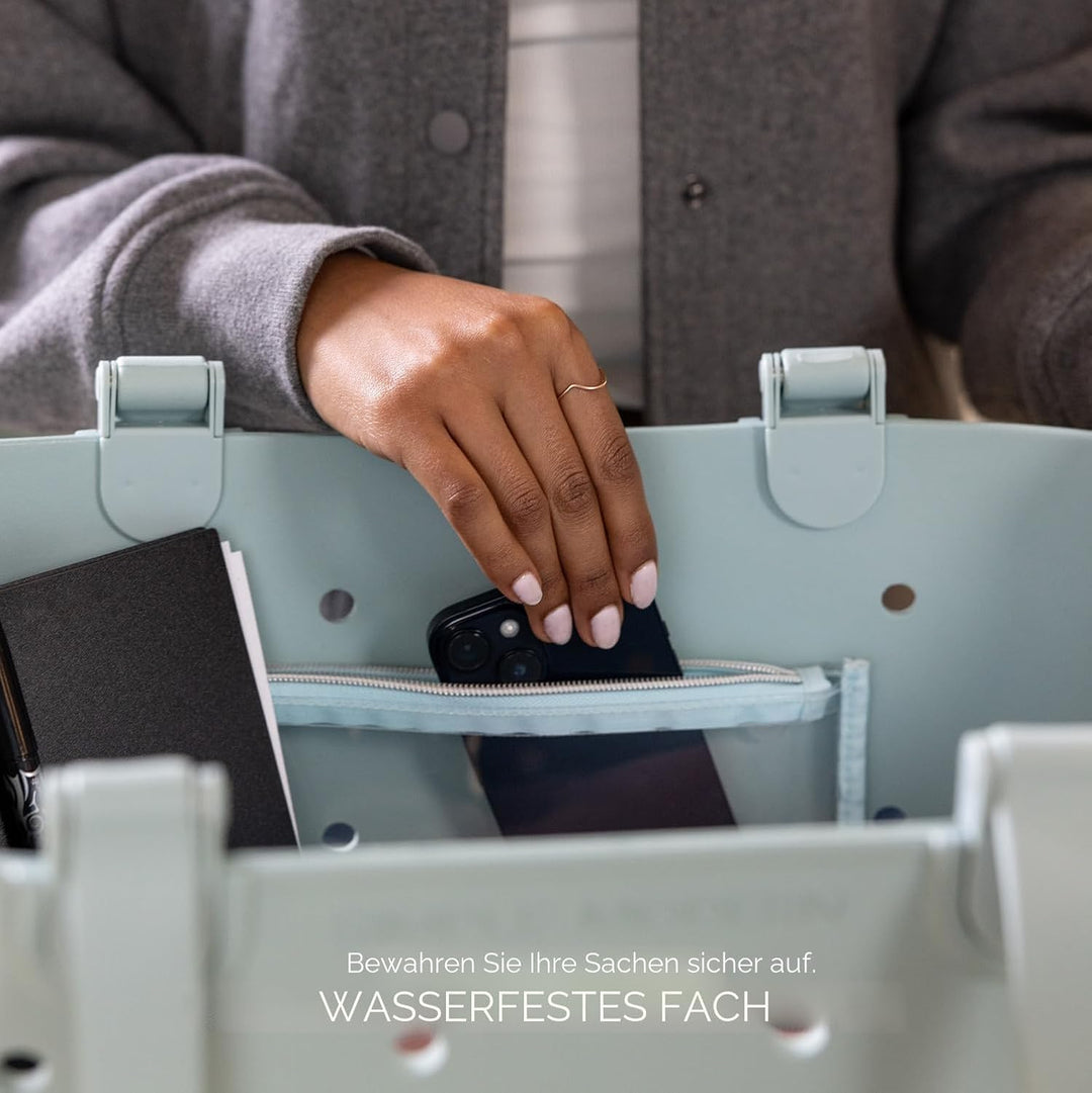 Simple Modern Strandtasche aus Gummi | Grosse Wasserdichte Tragetasche mit Reissverschlusstasche für