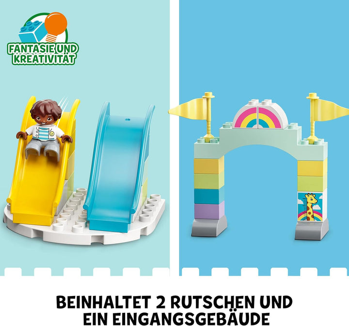 LEGO 10956 DUPLO Erlebnispark, Kinderspielzeug ab 2 Jahre mit Jahrmarkt und Zug Optimierte Verpackun