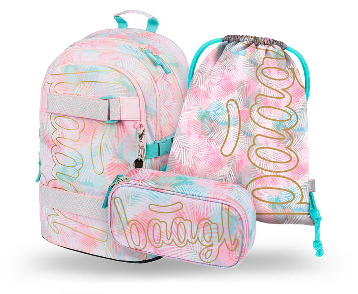 Baagl Schulrucksack Set Jungen Mädchen 3 Teilig, Schultasche ab 3. Klasse, Grundschule Ranzen mit Br