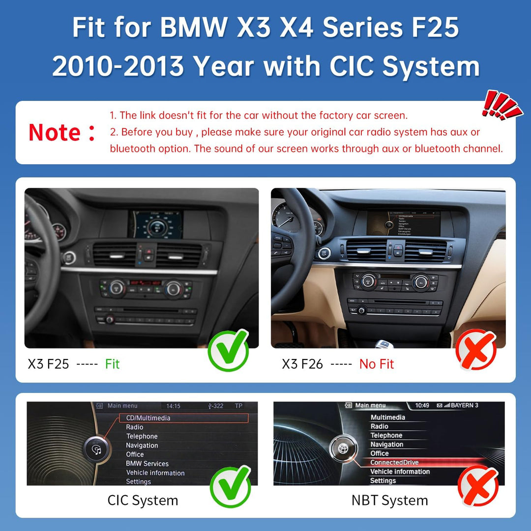 Road Top CarPlay Bildschirm, 12,3 Zoll Ultra-schmal Autoradio Stereo Touchscreen für BMW X3 X4 Serie