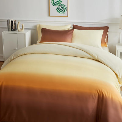 OLDBIAO Bettwäsche 155x220 cm 2er Set, Beige - Braun Farbverluaf Design, Weich Pflegeleicht Mikrofas