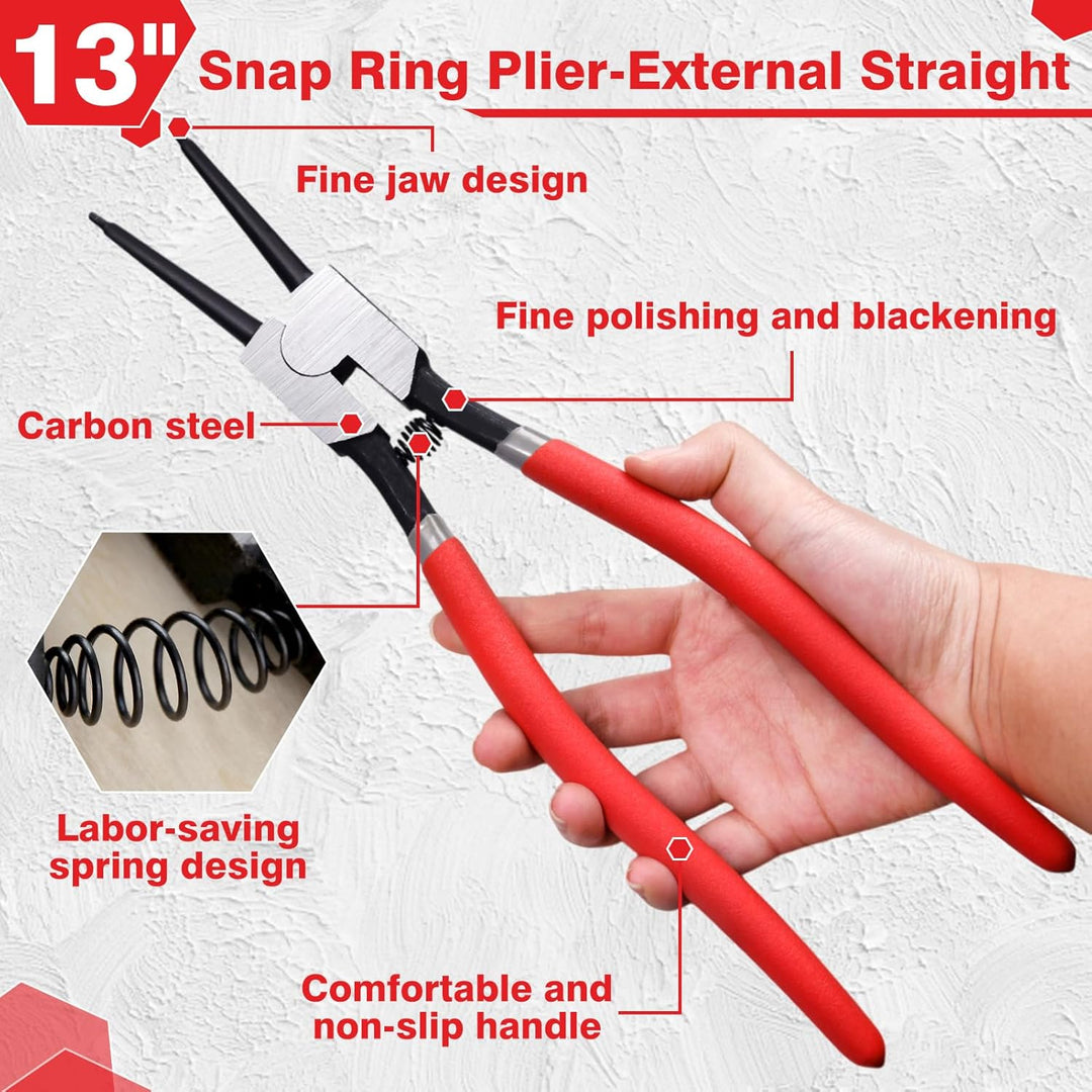 LEONTOOL Sprengringzange, 33 cm, strapazierfähig, externe Sicherungsringzange, gerade Backenspitze,